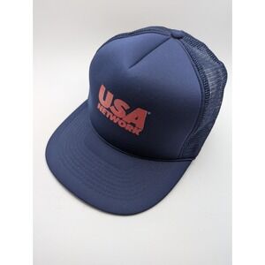 Y2K USA Network Blue Trucker Snapback Adjustable Hat Cap